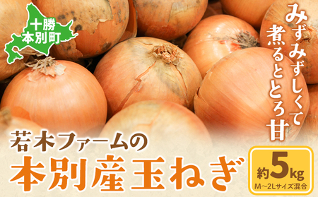 若木ファームのたまねぎ 約5kg サイズ混合[12月上旬から4月下旬より順次出荷][北海道玉ねぎ 本別玉ねぎ 玉ねぎ]