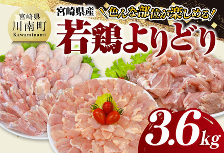 鶏肉 宮崎県産 若鶏 よりどり 3.6kg [ もも 手羽先 チキンリブ 肩肉 鶏肉 とり肉 料理 便利 ]
