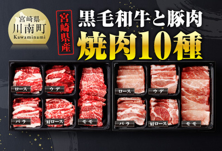 宮崎県産 黒毛和牛 と 豚肉 焼肉 10種 [ 肉 牛 牛肉 豚肉 豚 ぶた肉 国産 黒毛和牛 BBQ 焼肉 ロース カタロース バラ モモ ウデ ]