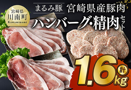 豚肉セット 「まるみ豚」 宮崎県産 豚肉 ハンバーグ・精肉セット 計1.6kg 豚肉セット 豚肉セット 豚肉セット 豚肉セット