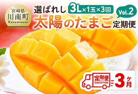 【3ヶ月定期便】選ばれし太陽のたまご定期便Vol.2 【 川南町産 くだもの マンゴー   】