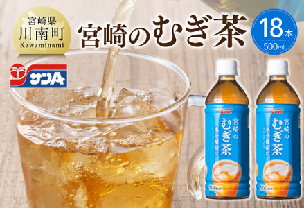 サンA宮崎のむぎ茶 500ml PET×18本 [ 飲料 お茶 麦茶 宮崎県産 ペットボトル ]