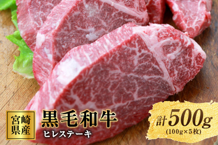 C56　宮崎県産黒毛和牛ヒレステーキ(計500g)都農町加工品