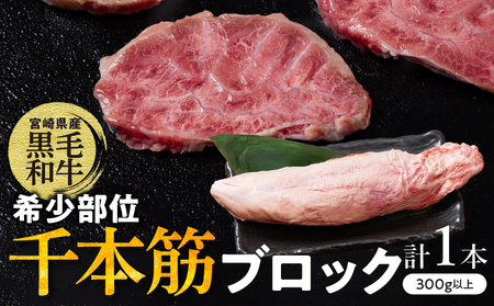 [超希少]宮崎県産黒毛和牛千本筋ブロック(計300g以上) 肉 牛 牛肉 国産_T023-015[人気 肉 ギフト 食品 お肉 すき焼き 焼肉 お土産 贈り物 送料無料 プレゼント おすすめ オススメ 国産牛 焼き肉 特産品 都農町産 宮崎県産 ]