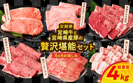 ≪6か月お楽しみ定期便≫宮崎の牛豚贅沢堪能セット(総重量4kg) 肉 牛肉 豚肉 おかず 国産