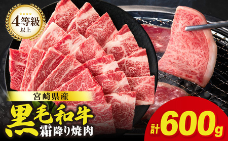 生産者応援≪肉質等級4等級以上≫宮崎県産黒毛和牛霜降り肩ロース(焼肉)計600g 肉 牛 牛肉 おかず 国産
