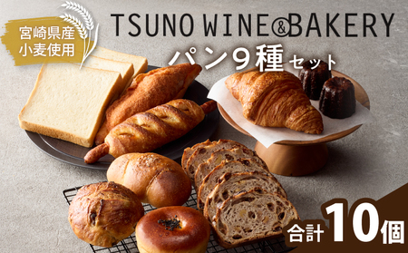 TSUNOWINE&BAKERY パン9種セット(合計10個) パン 菓子パン トースト 国産