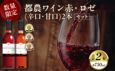 都農ワイン赤・ロゼ(辛口・甘口)2本セット 酒 飲料 アルコール 国産