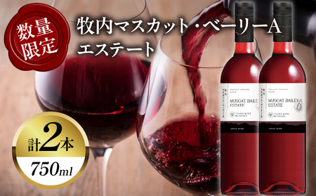 【数量限定】牧内マスカット・ベーリーAエステート 2本セット ワイン 酒 アルコール 国産_T014-056