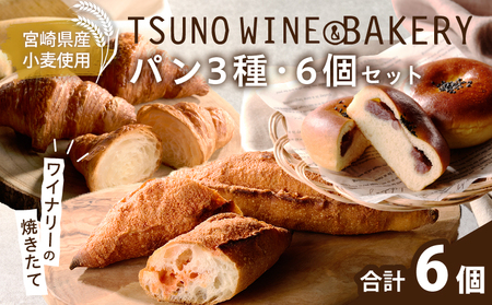 TSUNOWINE&BAKERY パン3種セット(合計6個) パン 菓子パン トースト 国産