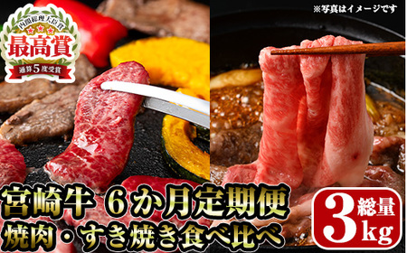 [先行予約受付中!2026年1月から発送開始予定][定期便・全6回(連続)]宮崎牛焼肉・すき焼き食べ比べ定期便 お肉 牛肉 黒毛和牛 ブランド和牛 冷凍 国産 しゃぶしゃぶ すき焼き 焼肉 BBQ ロース ウデ モモ 赤身 [R-98][ミヤチク]