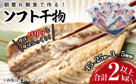 朝獲れ鮮魚で作る！魚屋さんの自家製ソフト干物！(合計2kg以上・15~25枚・3~5種類入り)アジ イワシ カマス イカ タイ ブリカマ セット 詰め合わせ ひもの 焼き魚 おかず お惣菜【YS-3】【株式会社安田】