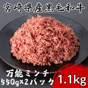 宮崎県産黒毛和牛万能ミンチ1.1kg(550g×2パック)(諸塚村)[配送不可地域:離島]