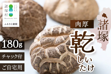 【世界初CoC認証取得！】宮崎県諸塚村産 乾しいたけ 肉厚 60g×3P 計180g 常温｜干ししいたけ どんこ 椎茸 冬菇 肉厚 お煮しめ お鍋 網焼き 原木栽培 CoC認証 高級 もろっこはうす MO-22