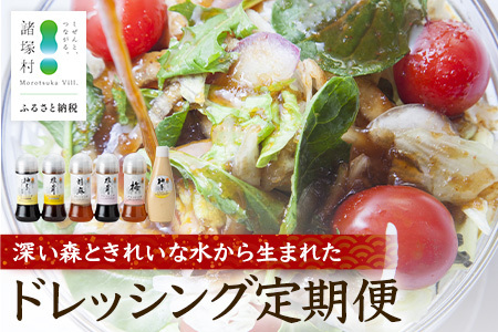[定期便3か月毎全3回]ドレッシング定期便 常温|ドレッシング マヨネーズ ソース ノンオイルドレッシング 調味料 椎茸 胡麻ドレッシング 柚子 梅 サラダ もろっこはうす 宮崎県 諸塚村