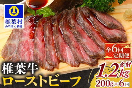 牛肉 [定期便]6回定期便 宮崎県産 大人気!椎葉牛 ローストビーフブロック 200g(100g×2P)×6回 計1.2kg ローストビーフ 牛肉 牛肉 牛肉 牛肉 TK-106