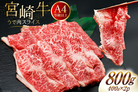 肉 牛肉 ブランド牛 宮崎牛 牛うで肉 スライス 400g×2 計800g [牛心フードサービス 宮崎県 美郷町 31bm0023] 冷凍 小分け ウデ ウデ肉 うで うで肉 ブランド牛 宮崎牛