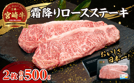 宮崎牛霜降り(ロース)ステーキ250g×2枚 計500g