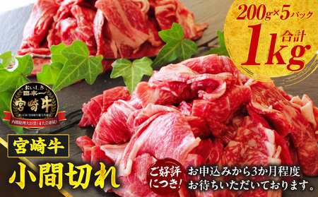 宮崎牛こま切れ1kg 牛肉 肉 お肉 精肉 挽肉 小間切れ 国産牛 和牛 ブランド牛 贈答 贈り物 ギフト グルメ お取り寄せ 炒め物 料理 アレンジ 牛丼 野菜炒め 肉豆腐 普段使い BBQ 宮崎県 高千穂町_Tk024-018-01
