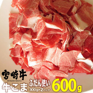 宮崎牛こま(600g・300g×2)牛肉 精肉 お肉 黒毛和牛 ブランド和牛 お取り寄せ 冷凍 国産 宮崎県【MS006】【株式会社マルミヤストア】