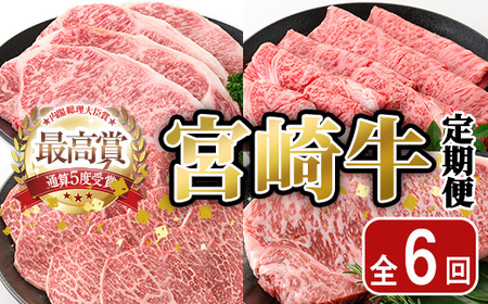 [全6回・定期便]宮崎牛定期便(ロースステーキ・600g、肩焼肉・400g、ももバラすき焼き・600g、ワンポンドステーキ・454g、ロース・、肩すき焼き・400g)A4 A5 国産 牛肉 宮崎県産 黒毛和牛 国産 牛肉 宮崎県産 黒毛和牛[SJ011][日本ハムマーケティング株式会社]