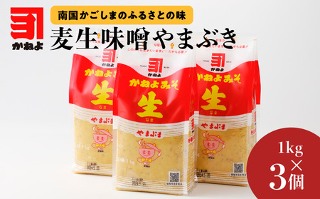 「かねよみそしょうゆ」麦生味噌やまぶき1kg×3 K058-014 送料無料 セット 味噌 麦みそ 麦生味噌 やまぶき かねよみそしょうゆ かねよ醤油 鹿児島市 土産 贈り物 プレゼント ギフト 贈答