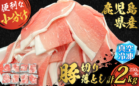 鹿児島県産 豚切り落とし 250g×8パック 計2kg K151-003 肉 豚肉 豚モモ モモ 豚 モモ肉 白 切り落とし 小分け スライス 便利 冷凍 真空 真空冷凍 鹿児島県産 料理 毎日料理 生姜焼き ミルフィーユカツ 夕食 昼食 大きめ コンパクト F.create ふるさと納税 鹿児島 おすすめ ランキング プレゼント ギフト