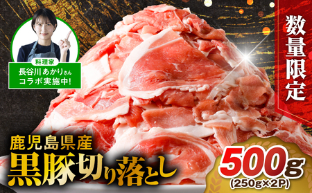 [ 数量限定 ] 鹿児島県産 黒豚 切り落とし 500g K025-001_01 肉 豚肉 お肉 黒ぶた 豚 限定 黒豚切り落とし 小分けパック 小分け モモ ウデ 鹿児島産黒豚 うまみ 旨味 さっぱり 豚しゃぶ 生姜焼き 野菜炒め カレー ミヤタ ふるさと納税 鹿児島 おすすめ ランキング プレゼント ギフト 長谷川あかり 長谷川あかりコラボ コラボ 料理家