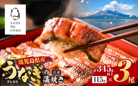 鹿児島県産 うなぎ蒲焼 115g×3尾 345g以上 K379-001_01 鰻 ウナギ 惣菜 贅沢