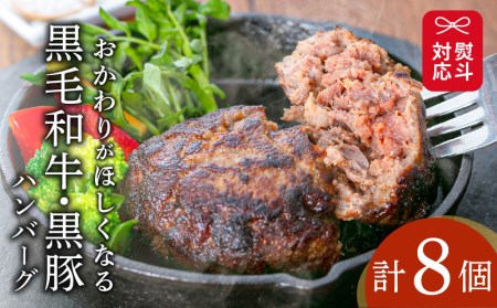 [岩元精肉店]鹿児島県産黒毛和牛100%生ハンバーグ& かごしま黒豚100%ハンバーグ(各4個入) K045-013 薩摩 さつま 鹿児島県 鹿児島市 鹿児島 大人気黒毛和牛 人気 大人気牛肉 人気牛肉 黒豚 黒豚 豚肉 豚肉 惣菜 惣菜 お お レトルト レトルト かごしま黒豚