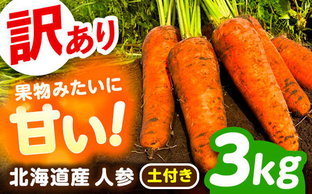 北海道 訳ありにんじん 3kg(土付き)にんじん にんじん にんじん [BEBA004]