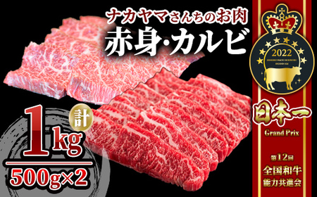 [ナカヤマさんちのお肉]うしの中山 焼肉食べ比べ (赤身・カルビ)1kg(500g×2P) 2550