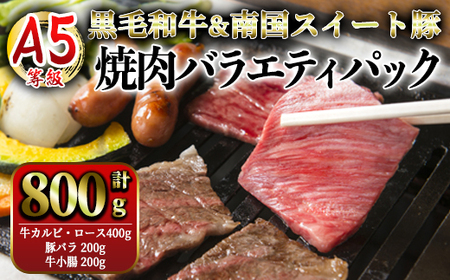 A5等級黒毛和牛&鹿児島県産豚焼肉バラエティパック 800g 2633