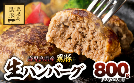 鹿児島県産黒豚生ハンバーグ(80g×10個) 800g KN054-013 ハンバーグ 黒豚生 鹿児島県産 惣菜 総菜 冷凍 朝食 昼食 夕食 美味しい 個包装 鎌田農場 ふるさと納税 鹿児島 鹿屋市 おすすめ ランキング プレゼント ギフト
