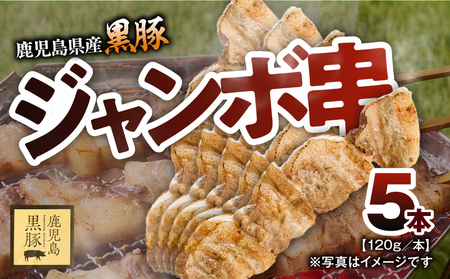 鹿児島県産 黒豚 ジャンボ 串 5本 (120g/本) KN054-015-01 豚肉 豚 肉 甘み 旨味 おいしい 美味しい 上質 さっぱり 脂 厳選素材 農場 直売 真心 ジャンボ串 惣菜 おかず 永吉 ふるさと納税 鹿児島 鹿屋市 おすすめ ランキング プレゼント ギフト