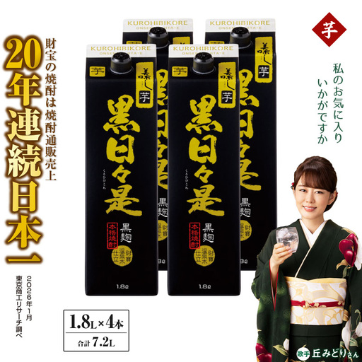 芋焼酎 紙パック 4本『黒日々是（芋）』温泉水仕立ての焼酎 KN021-004-02 酒 アルコール