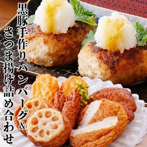 黒豚手作りハンバーグ＆さつま揚げ詰め合わせ A3-141_ ハンバーグ 豚肉 さつま揚げ 詰合せ セット 食べ比べ 国産 産直 手作り 産地直送 鹿児島 贈答 ギフト プレゼント 枕崎 黒豚 _【配送不可地域：離島】【1166326】