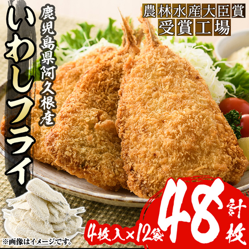数量限定！鹿児島県産あくねのいわしフライ(計48枚・4枚入×12袋)国産 加工品 惣菜 揚げ物 セット 詰め合わせ おつまみ おかず 魚介【又間水産】akn001-11