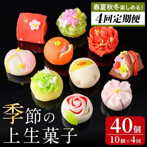 i537 ＜4回定期便＞季節の上生菓子セット(10個×4回・計40個) お菓子 和菓子 生菓子 定期便 四季 ギフト 贈り物 和スイーツ お祝い 個包装 冷凍 【リッチモン松元】