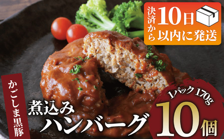 [10営業日以内に発送]レンジで簡単 かごしま黒豚デミグラスハンバーグ170g×10個(レンジ調理)(岡村商店/013-1771) ハンバーグ デミソース 温めるだけ 黒豚 豚 豚肉 肉 デミグラスハンバーグ かごしま黒豚 国産 鹿児島県産 レンチン 簡単 調理 冷凍 小分け 子供 個食 洋食 個包装 手軽 少量 個別包装 レトルト 国産豚 ロコモコ アレンジ スパイス 煮込みハンバーグ