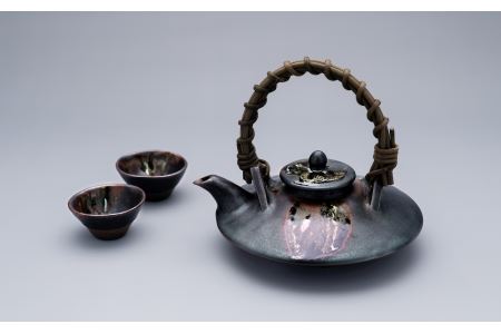 黒千代香1.5合×1個と盃2個のセット(長太郎焼/033-1252)