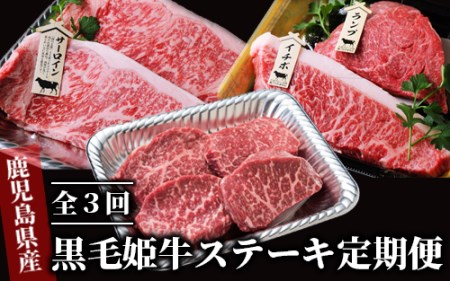 [定期便 全3回 ステーキ 定期便]黒毛姫牛ステーキ 定期便 (Meatyou/Z065-292) 高級ステーキ 定期便 和牛 黒毛和牛ステーキ