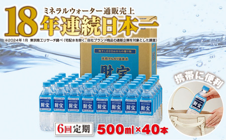 F6-2236／【6回定期】天然アルカリ温泉水　財寶温泉　500ml×40本