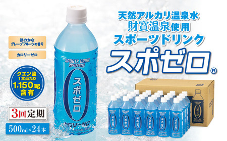 [3回定期] 財寶温泉 スポーツドリンク ペットボトル 500ml×24本