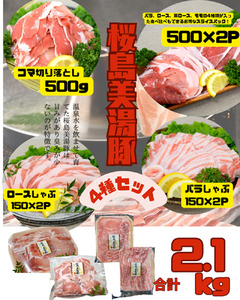 鹿児島県産 桜島美湯豚 4種セット 計2.1kg