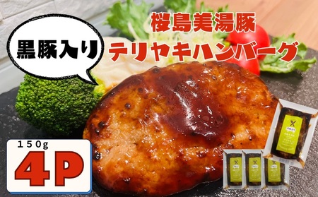 鹿児島県産 桜島美湯豚 てりやきソース ハンバーグ 150g×4個