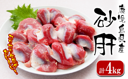 鹿児島県産 砂肝 4kg (1kg×4袋)