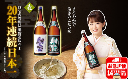 [麦焼酎]一升瓶 2種2本 温泉水 財宝 鹿児島 焼酎 お酒