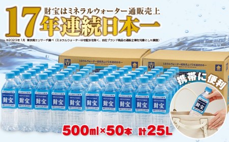 A1-22357／【2週間発送】天然アルカリ温泉水「財宝」500ml×50本