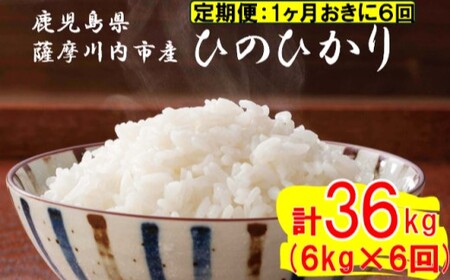 [定期便1ケ月おきに6回]薩摩川内市産ひのひかり 合計36kg (6kg×6回) JS-316 米 精米 五つ星お米マイスター